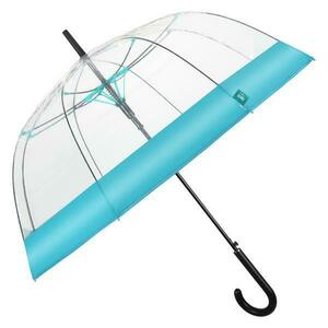 Umbrela transparenta automata baston cu bordura bleu imagine