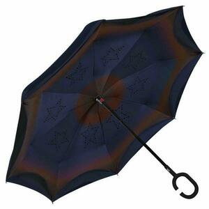 Umbrela ploaie reversibila albastra model cu dungi imagine