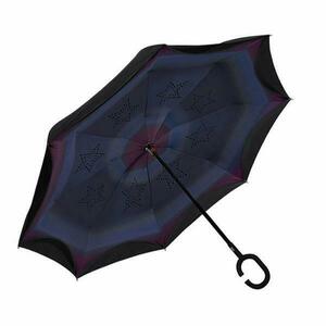 Umbrela ploaie reversibila albastra inchis model cu dungi imagine