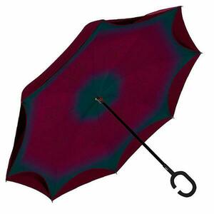 Umbrela ploaie reversibila rosie model cu dungi imagine