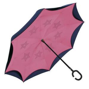 Umbrela ploaie reversibila uni cu maner C roz imagine