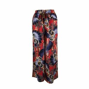 Fusta-pantalon, Univers Fashion, , 2 buzunare, rosu cu imprimeu floral multicolor, L imagine