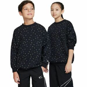 Nike NSW ICON FLC CREW LOGO PRNT Hanorac pentru copii, negru, mărime XL imagine