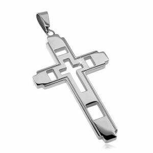 Pandantiv din oțel chirurgical, cruce mare cu cruce decupată imagine