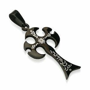 Pandantiv din oțel negru chirurgical, secure medievală decorată cu ornamente imagine