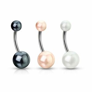 Piercing pentru buric cu efect perlat - Culoare Piercing: Alb imagine