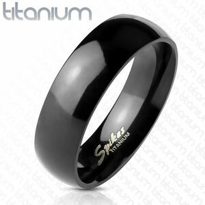 Inel negru din titan – neted, strălucitor, 6 mm - Marime inel: 49 imagine