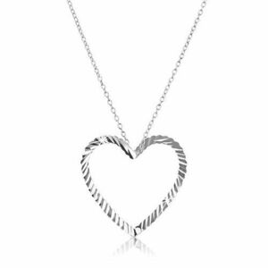 Colier din argint - lanț cu model contur inimă ondulată imagine