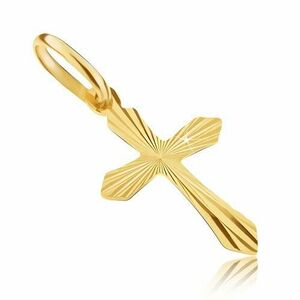 Pandantiv din aur galben 14K - cruce cu brațe ascuțite și raze imagine