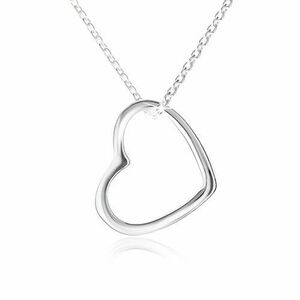 Colier - contur inimă simetrică, lanț lucios, argint 925 imagine