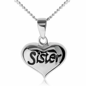 Colier ajustabil, o inimă cu inscripţia "Sister", argint 925 imagine
