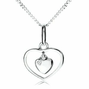 Colier din argint 925, o inimă mică atârnată într-un contur de inimă imagine