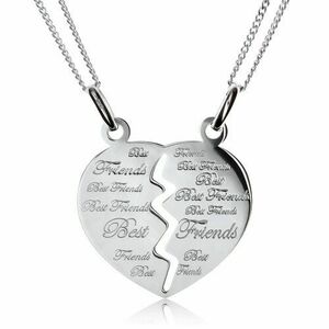 Două lanţuri cu un pandantiv dublu - inimă înjumătăţită "Best Friends", argint 925 imagine