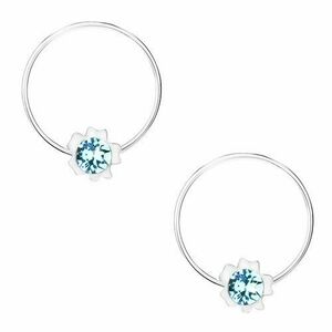 Cercei cercuri, argint 925, cristal Swarovski albastru deschis, floare imagine