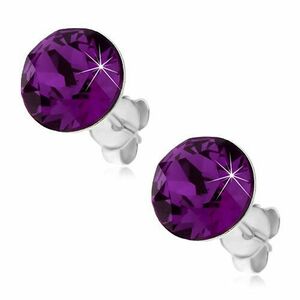 Cercei cu șurub din argint 925, cristal Swarovski violet, 9 mm imagine