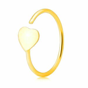 Piercing din aur galben 14K - conturul unui inel finisat cu inima plată imagine