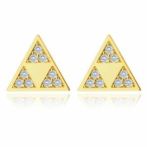 Cercei din aur 375 - triunghi strălucitor cu trei triunghiuri mai mici într-un decupat, zirconii mici imagine