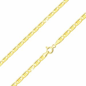 Lanț din aur galben 585, zale ovale strălucitoare, dreptunghi neted, 550 mm imagine