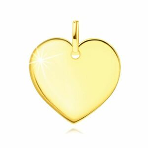 Pandantiv din aur galben 375 – o inimă plată, lucioasă ca oglinda imagine