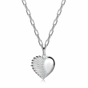 Colier din argint 925 – inimă înaripată, linie de zircon, lanț din zale ovale imagine