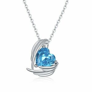 Colier din argint Clear Blue Winged Heart imagine