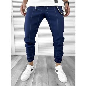Pantaloni barbati casual albastri cu dungi 11955 SD A-2.2 imagine