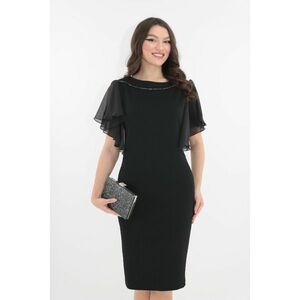 Rochie eleganta din brocard negru cu maneci ample din voal imagine