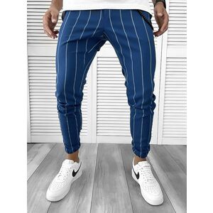 Pantaloni barbati casual albastri cu dungi 1003 SD A-2.2 imagine