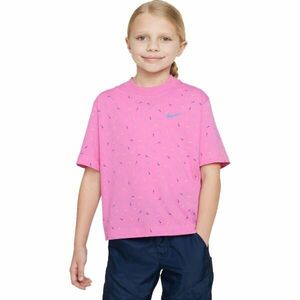 Nike NSW TEE BOXY SWOOSH AOP Tricou pentru fete, roz, mărime XL imagine