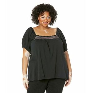 Imbracaminte Femei Madewell Plus Embroidered Square-Neck Top True Black imagine