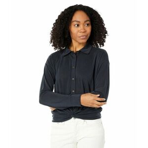 Imbracaminte Femei Lucky Brand Sandwash Twist Front Long Sleeve Button-Up Shirt Jet Black imagine