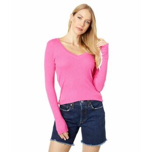 Imbracaminte Femei SUNDRY V-Neck Long Sleeve Tee in Cotton Modal Hot Pink imagine