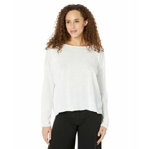Imbracaminte Femei Eileen Fisher Boatneck Box Top in Organic Linen Cotton Jersey White imagine