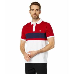 Imbracaminte Barbati US Polo Assn Jersey Three-Color Color-Block Knit Shirt Engine Red imagine