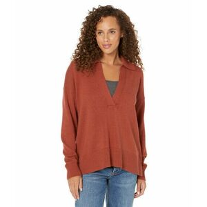 Imbracaminte Femei Elliott Lauren Cotton Cashmere Deep V Polo Sweater Copper imagine