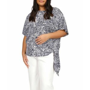 Imbracaminte Femei MICHAEL Michael Kors Plus Size Abstract Batik Side Tie Top Midnight Blue imagine