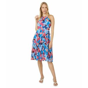Imbracaminte Femei Maggy London Printed Fit-and-Flare Dress with Pleated Skirt Soft WhiteCoral imagine