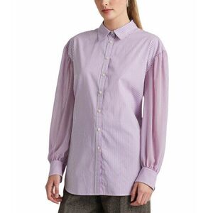 Imbracaminte Femei LAUREN Ralph Lauren Petite Striped Broadcloth Shirt LavenderWhite imagine