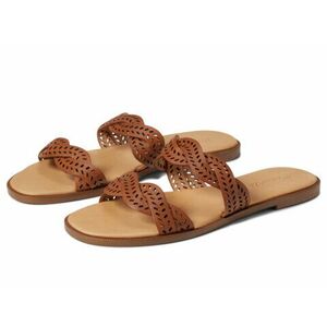 Incaltaminte Femei Madewell The Cora Slide Sandal in Perforated Leather English Saddle imagine