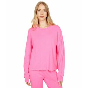 Imbracaminte Femei Michael Lauren Travis Signature Soft French Terry Crop Pullover Sweatshirt Neon Pink imagine