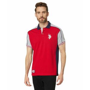 Incaltaminte Barbati US POLO ASSN Slim Fit Short Sleeve Double Collar Pique Knit Polo Shirt Engine Red imagine