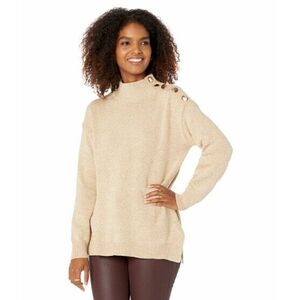 Imbracaminte Femei Elliott Lauren Need For Tweed Mock Neck Sweater with Button Detail On Shoulder Natural imagine