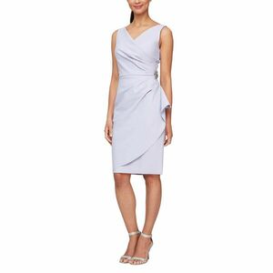 Incaltaminte Femei Alex Evenings Short Slimming Dress with Side Ruched Skirt Lavender imagine