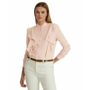 Imbracaminte Femei LAUREN Ralph Lauren Ruffle-Trim Linen Shirt Pale Pink imagine