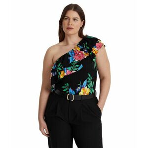 Imbracaminte Femei LAUREN Ralph Lauren Plus Size Floral Jersey One-Shoulder Top Black Multi imagine