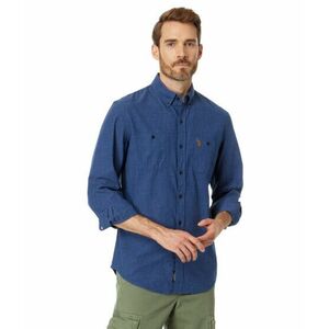 Imbracaminte Barbati US POLO ASSN Long Sleeve Classic Canvas Button-Down Woven Shirt Ceramic Blue imagine