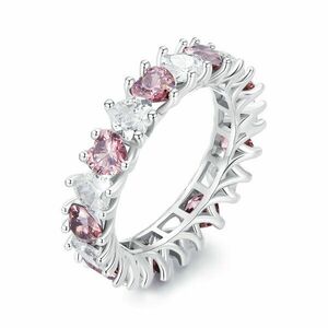 Inel din argint Pink Hearts Crystals imagine