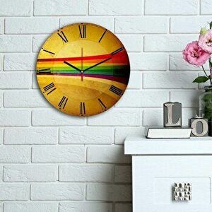Ceas decorativ de perete din lemn Home Art, 238HMA6114, 30 cm, Multicolor imagine