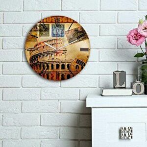 Ceas decorativ de perete din lemn Home Art, 238HMA6100, 30 cm, Multicolor imagine