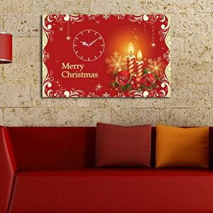 Ceas decorativ de perete Christmas Wall, 229CST1609, Multicolor imagine
